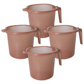 Heart Home Tranasparent Small Multiuses Lightweight, Unbreakable Strong Plastic Bathroom Mug, 1 Litre- Pack of 4 (Brown)-50HH0830